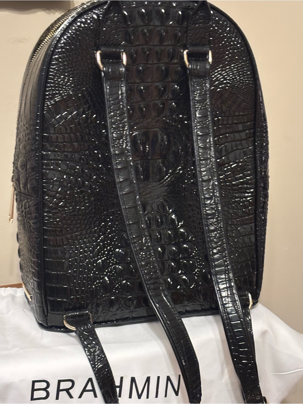 Brahmin Black Croc-Embossed Backpack - Picture 2 of 6